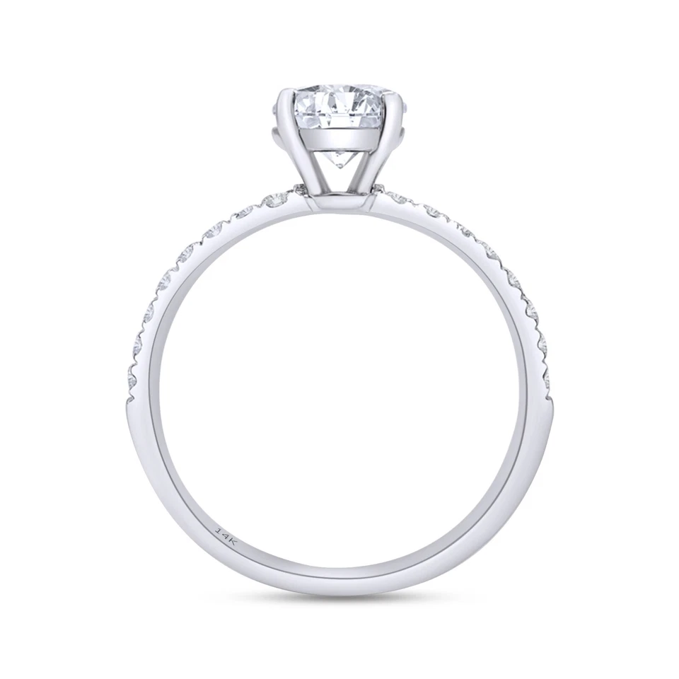 Anillo de compromiso de diamantes cultivados en laboratorio redondo autenticado GIA 0,5-6 quilates oro de 14 quilates Foto 3 de 4