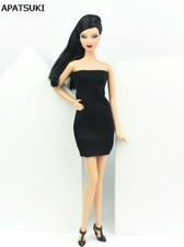 Black Strapless Dress For 11.5" Doll Evening Dresses Clothes For 1/6 Dolls Toy