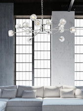 Crystal Chandelier Sputnik Light Fixture Chrome Large Foyer or Dining Room 42"