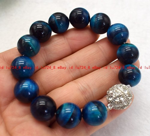 Pretty 12mm Natural Multicolor Gemstone Round Beads Bracelet 7.5" Magnetic Clasp - Picture 26 of 216