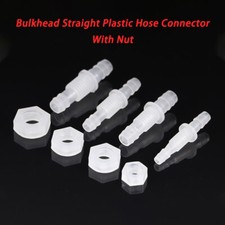 Bulkhead Straight Plastic Hose Connector With Nut Barbed Thread Pipe Fitting