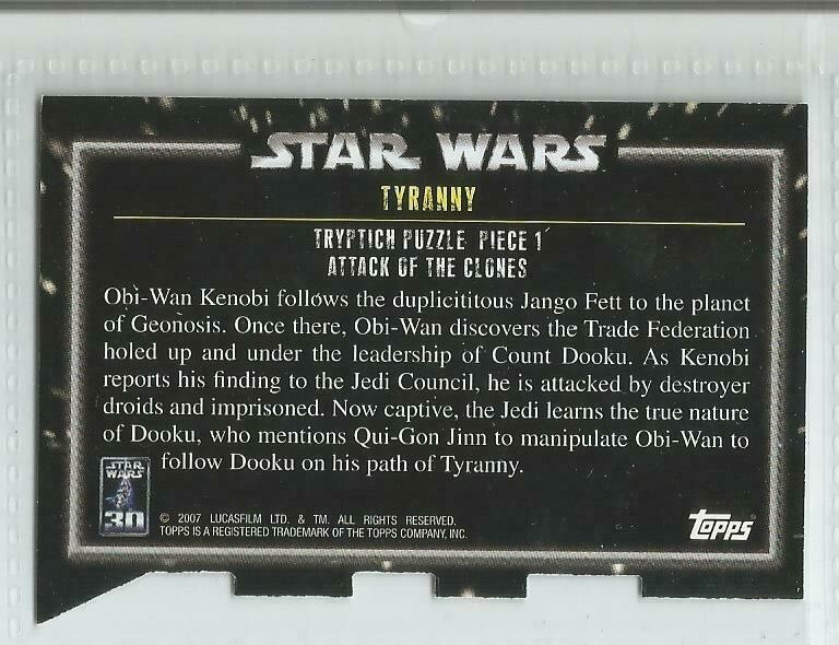 Star Wars 30th Anniversary Triptych Puzzle, Tyranny # 1 card | eBay
