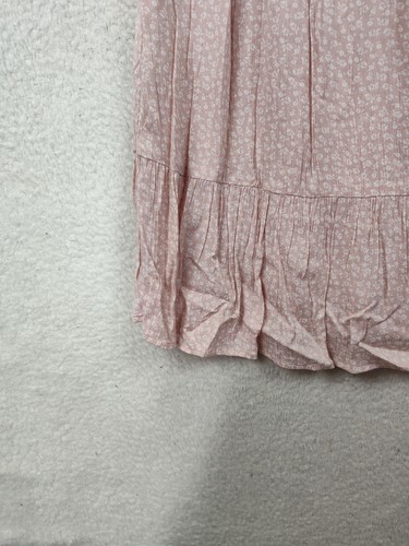 Salty Lemon Women Dress Large Pink Floral 100% Rayon Sleeveless V Neck Ruffle - Picture 4 of 18