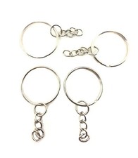 30 Pcs Silver Tone Key Ring with Chain 24mm, DIY Keychains  Crafting Supplies