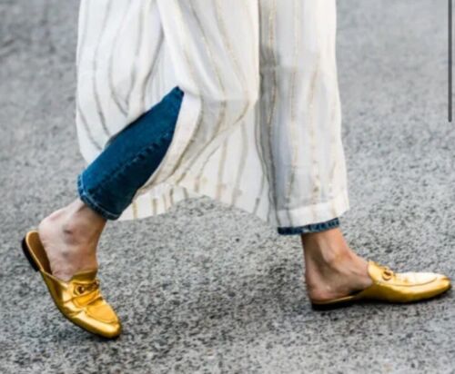 GUCCI Princetown GOLD Leather Mules Slip On Loafers Slides Flats UK 4.5 / 37.5 - Picture 3 of 24