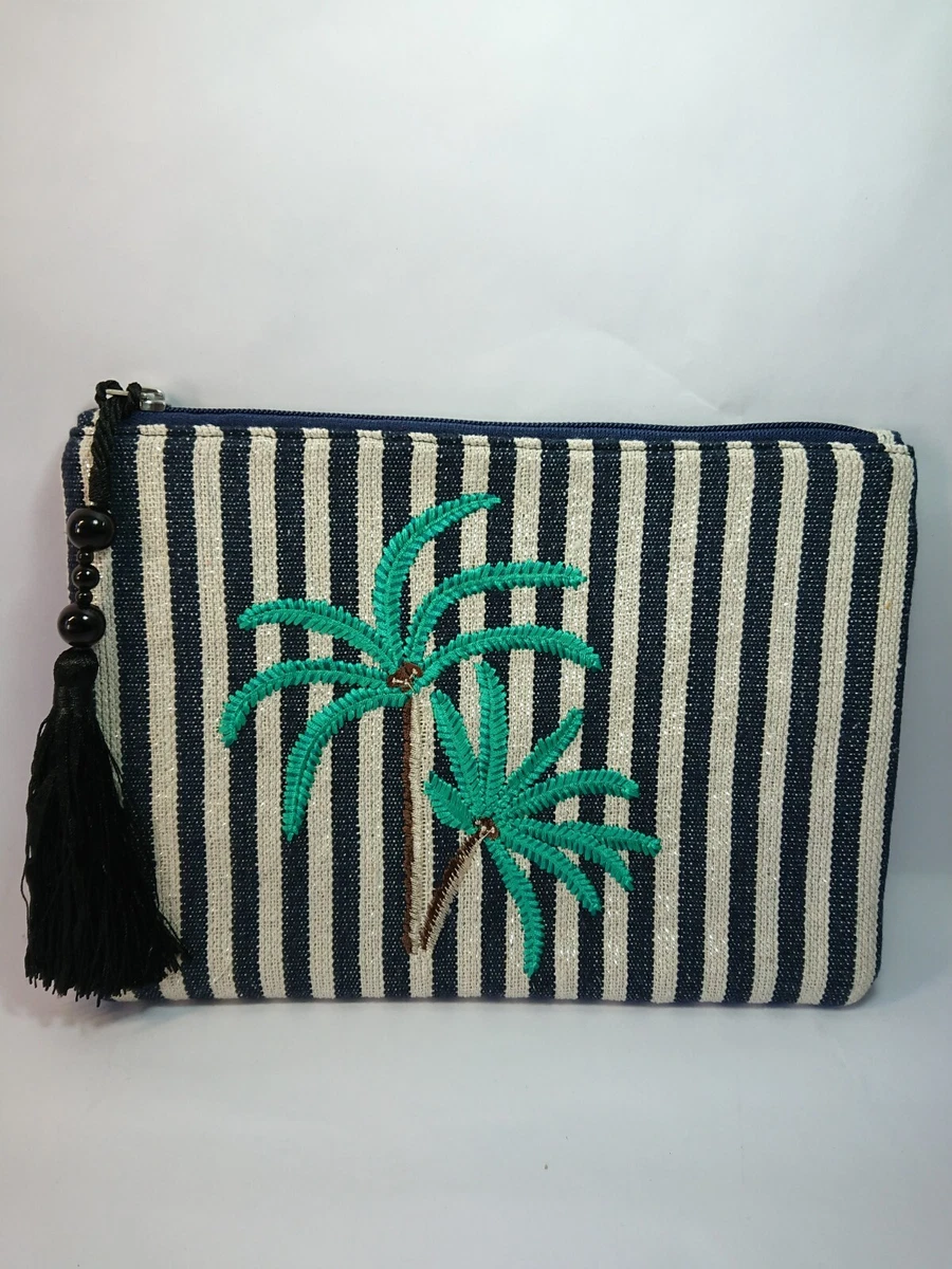 Matalan Cosmetic Bag Cotton Embroidered with Palm Trees eBay