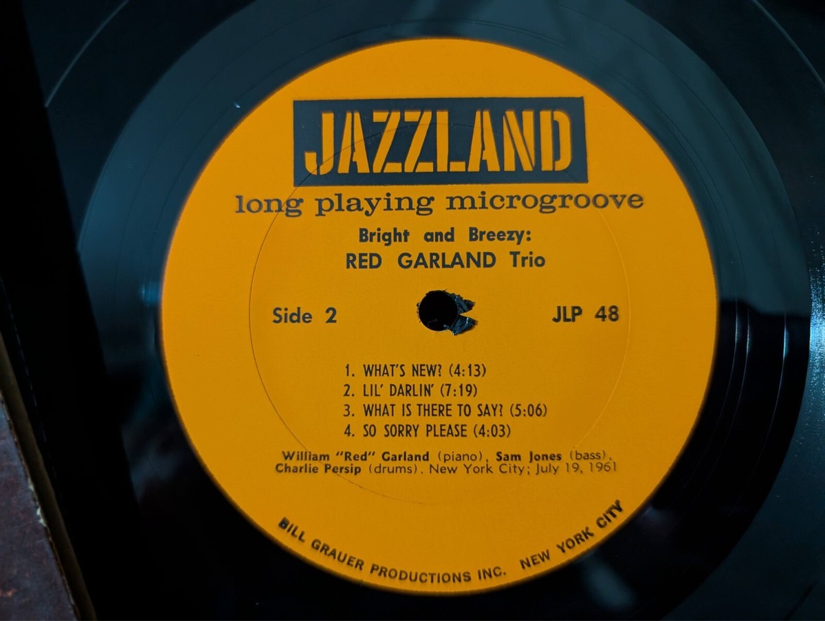 The Red Garland Trio ‎– Bright And Breezy 1961 Jazzland Mono
