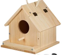 Wooden DIY Wooden Birdhouse Kit Bird House with Paint and Paintbrushes