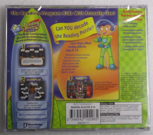 Software PC Knowledge Adventure Reading Blaster Ages 8-10 NEW SEALED Jewel - Picture 2 of 2
