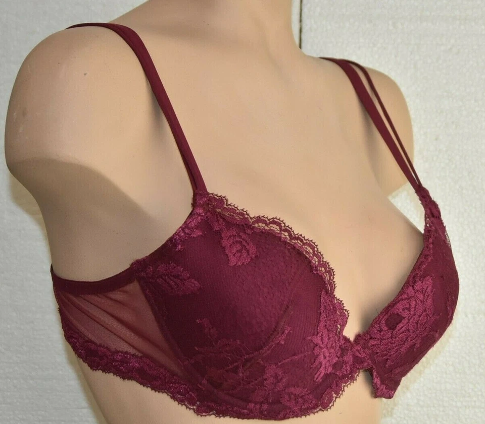 $380 НОВЫЙ La Perla набор Resam пуш-ап бюстгальтер струнных инструментов кружева бордовые стринги трусики 36 C M - Изображение 2 из 4