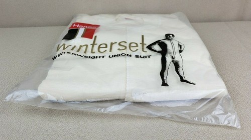 VTG NOS Hanes Winter Weight Union Suit Long Sleeve Ivory Size 40 Trunk 66 USA E - Picture 10 of 10