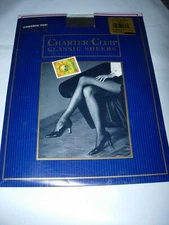 WOMENS BLACK SMOKE CHARTER CLUB CONTROL TOP STOCKINGS PANTYHOSE NYLONS SIZE B