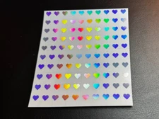 Mini Holographic Heart Stickers Sheet - 100 Hearts Per Sheet Silver Holographic
