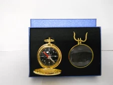 Box - Compass & 6x Magnifying Glass on 36" Chain 316L Stainless Steel Gold-Tone