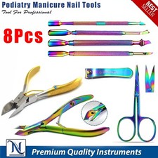 Manicure Pedicure Tools Set Cuticle Pusher Nipper Scissors Nail Files Set 8Pcs