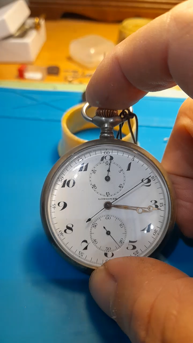 Rare 1920s LONGINES 19.73N Hi-Grade Chronograph Pocket Watch Rare 1920s LONGINES 19.73N Hi-Grade Chronograph Pocket Watch