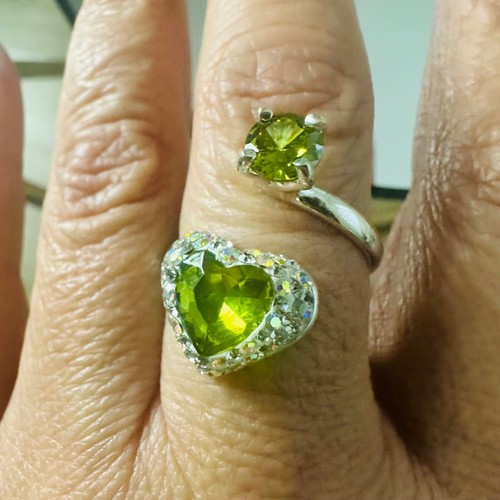 Anillo Boho Plata 925 Ajustable Verde Circón Hecho a Mano - Imagen 2 de 11