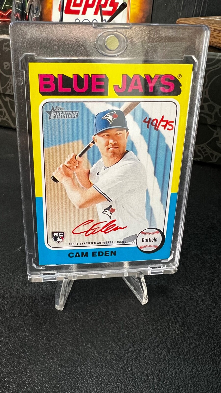 2024 Topps Heritage High Numbers Cam Eden RED INK Real One Auto /75 - Blue Jays