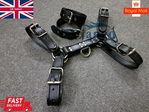 MENS LEATHER ADJUSTABLE CHEST STRAP HALF HARNESS WITH BICEP STRAP GAY CLUB-WEAR - 第 1/23 張圖片