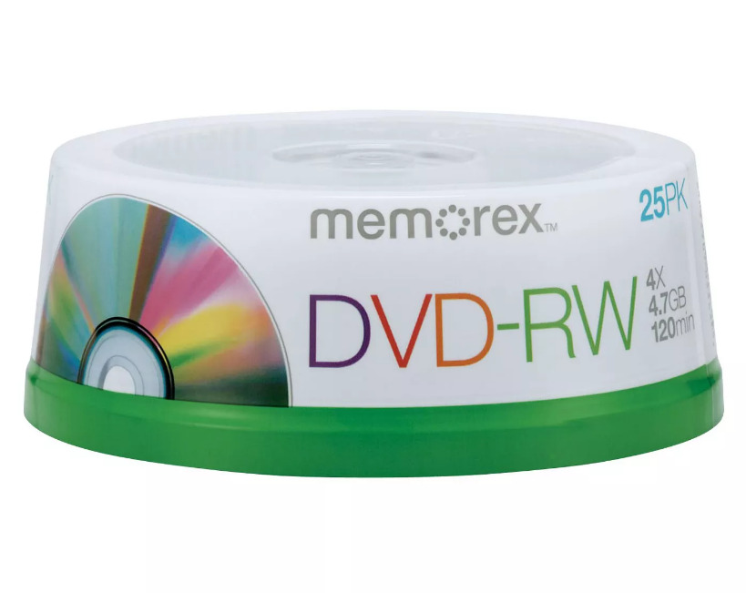Memorex DVD-RW Spindle Disc Pack 4X, 4.7GB, 120 Minutes, Rewritable (25 Pack)