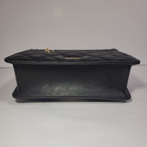ALDO Crossbody Quilted Bag Purse Black Gold Plated Strap - Picture 13 of 13