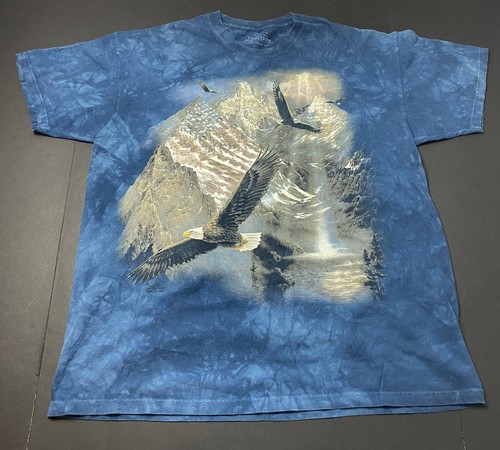 Vintage Mountain Eagle T Shirt XL USA Flag Rare Liberty Blue Tie Dye Nature Z48 - Picture 2 of 6