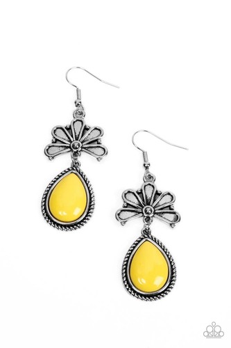 Accesorios de joyería para paparazzi - de floración brillante - pendientes amarillos - vintage - Imagen 2 de 5