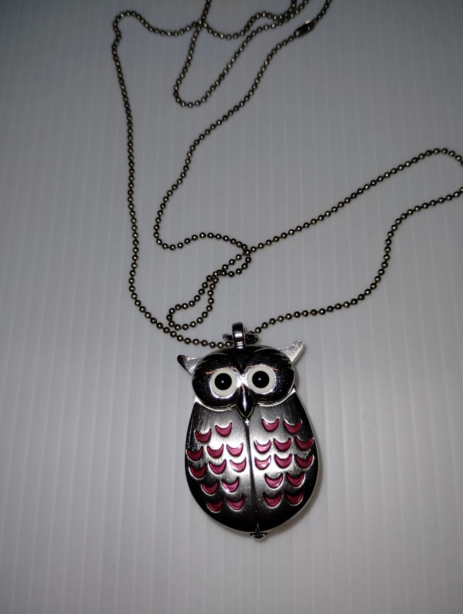 Claire s Mini Cute Owl Quartz Pocket Watch Necklace Pendant Sweater Chain Gifts