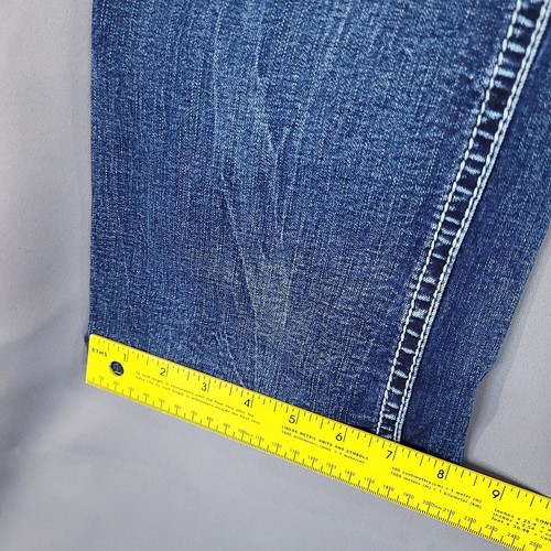 Pantalones de mezclilla antiguos remaches para mujer tiro medio rectos azules talla 36 - Imagen 6 de 12