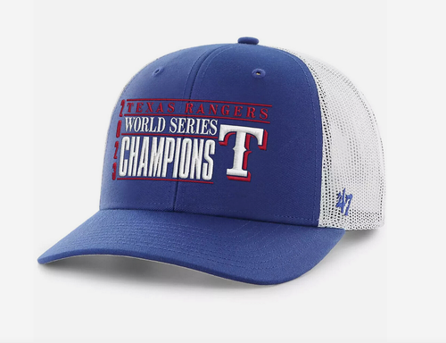 Texas Rangers 2023 World Series Champions Locker Room 47 Trucker Blue New 9Fifty