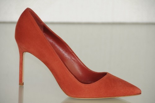 Nuevos zapatos de salón Manolo Blahnik BB 90 gamuza especias ladrillo coñac marrón naranja 38 40 - Imagen 9 de 20