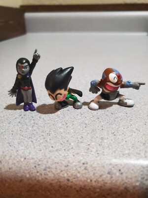 Teen Titans Go Raven Cyborg Robin Lot Of 3 Bandai 1.5'' Mini DC Comics PVC 2003