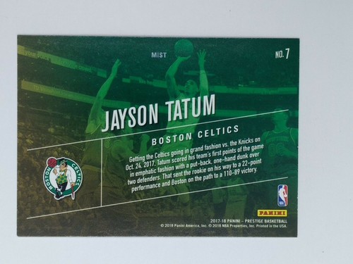 2017-18 Panini Prestige Highlight Reel Mist Jayson Tatum Rookie RC #7, Insert - Picture 3 of 4
