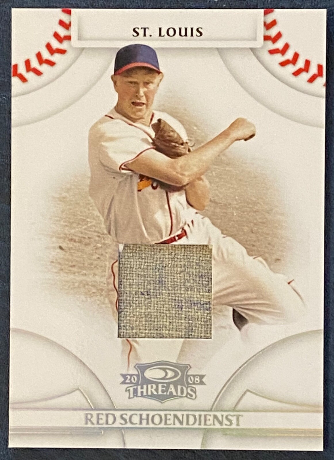 2008 Donruss Threads RED SCHOENDIENST #47 Jersey Relic #241/300 CARDINALS