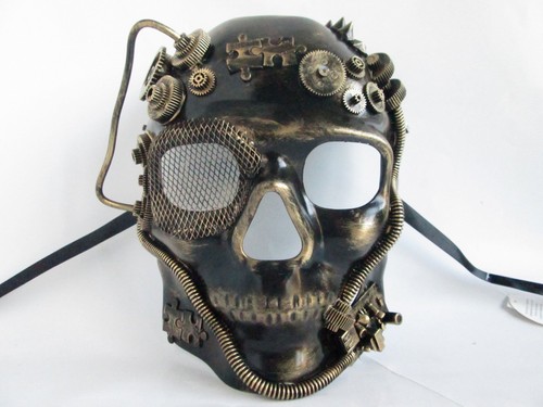 STEAMPUNK PHANTOM SKULL ROBOT MASQUERADE MARDI GRAS FICTION MENS COSTUME MASK - Picture 8 of 8