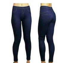 New Ladies Womens Stretchy Denim Look Skinny Jeggings Leggings Plus Size UK 8-30