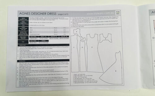 Style Arc Agnes Designer Dress Sewing Pattern, Cut & Complete, S 16, Circa 2010s - Picture 5 of 8