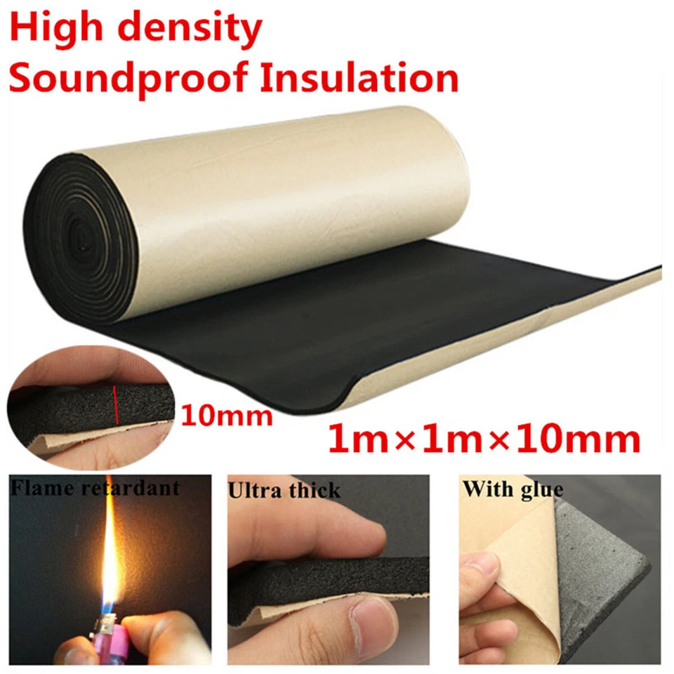 10mm Foam Heat Sound Shield Insulation Car Hood Firewall Thermal Deadener Mat - Image 2 of 4
