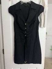 guess collared slight vneck dress with gold accents shoujo