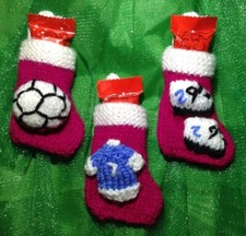 KNITTING PATTERN - Football 8cms Christmas stocking decoration - Shirt and Boot