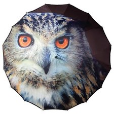 Golfschirm, bestehend aus einem Tuch / Motiv Eule / Regenschirm