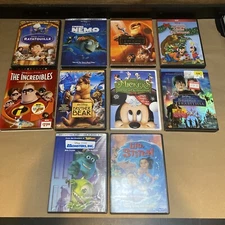 Lot Of 10 Disney Pixar Dvd Movies, Finding Nemo, Lion King, Monsters Inc, & More