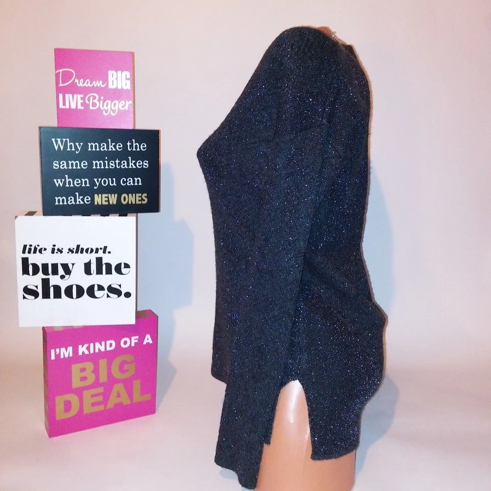 Suéter Simply Vera Wang Mujer Gris Metálico Manga Larga Pequeño Foto 3 de 4