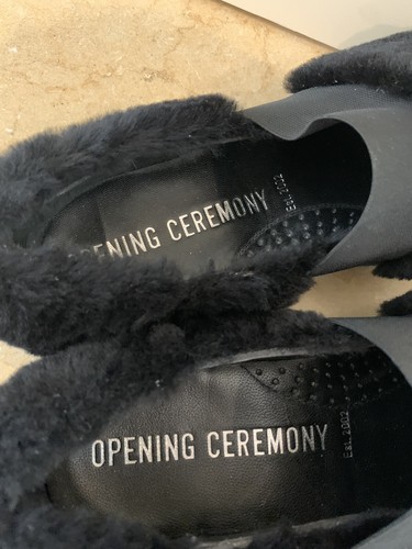 Opening Ceremony Black Furry Platform Sneakers Leather Trainers Sz 38 or 7.5 EUC - Picture 3 of 5