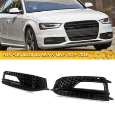 Black RS4 Honeycomb Style Fog Light Grille Bezel For Audi A4 B8.5 S-Line 2013-16