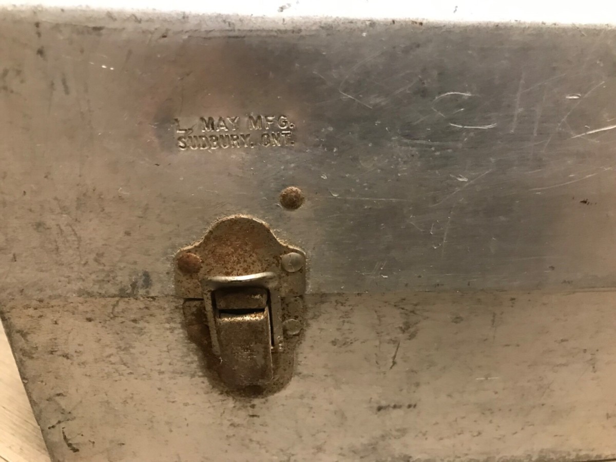 L MAY MFG Vintage Aluminum Miners Lunch Box Pail - Sudbury