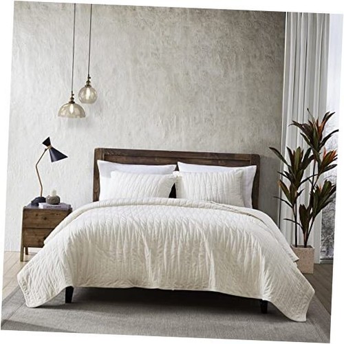 Premium Heavy Velvet with Cotton Backing Full/Queen Off White Quilt Set