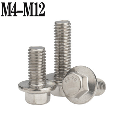 Flanged Hexagon Head Bolts Flange Hex Screws A2 Stainless Steel M4 M5 M6 M8-M12