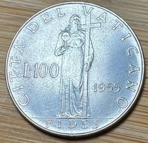 VATICAN, 1955 100 LIRE COIN (1280) PIUS XII