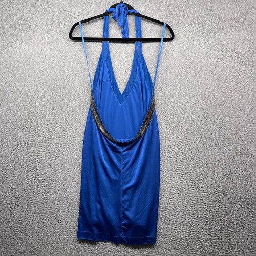 BCBGMAXAZRIA Damen Mini Neckholder Kleid blau ärmellos V-Ausschnitt Pailletten Größe M - Bild 9 von 10